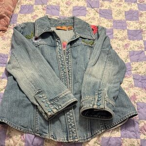 Dana Buchman Blue Denim Jacket with Embroidery